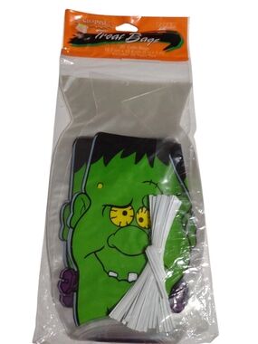 VINTAGE NEW Frankenstein Halloween Treat Bags 20 Ct 5x9 w/ Twist Ties